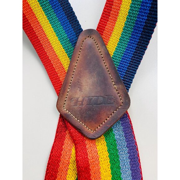 Vintage Hyde Adult Rainbow Suspenders, 70s / 80s Rainbow Stripe Suspenders - Picture 6 of 8